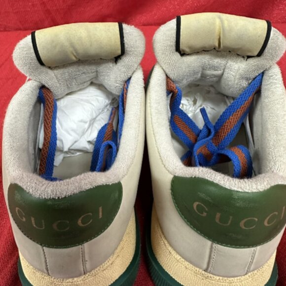 Gucci Men\'s Double Screener Leather Low- Top Sneakers Size 8